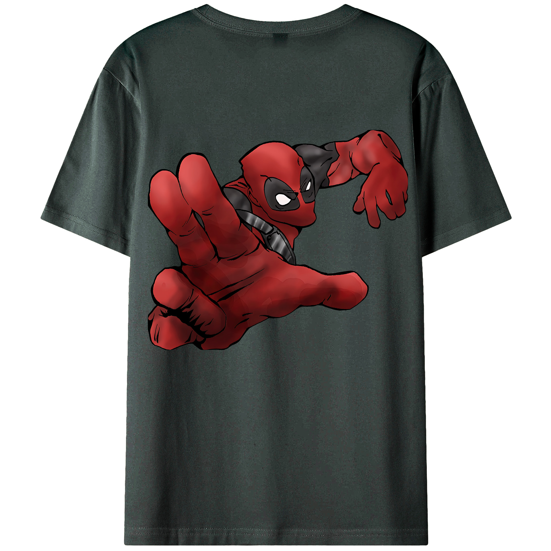 （画像用） Deadpool デッドプール 綿100％ メンズ半袖Tシャツ（バックプリント） 通気性